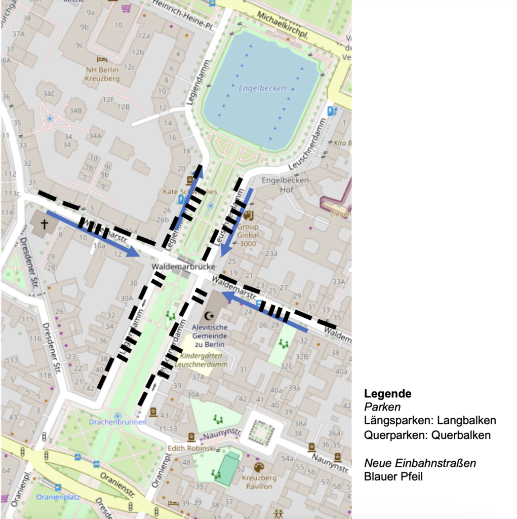 Wir fordern entgegengesetzte Einbahnstraßen, Quer- und Längsparken Wir fordern entgegengesetzte Einbahnstraßen, Quer- und Längsparken